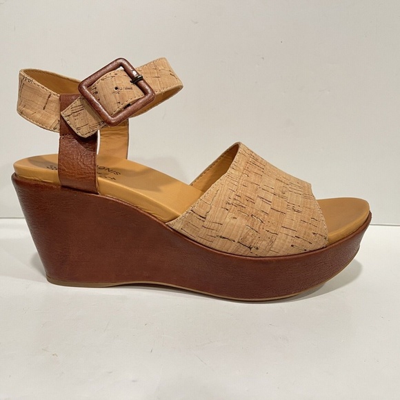 Kork Ease Keirn Womens Wedge Sandal Cork Brown Leather Platform Ankle Strap Sz 9 - Picture 5 of 13